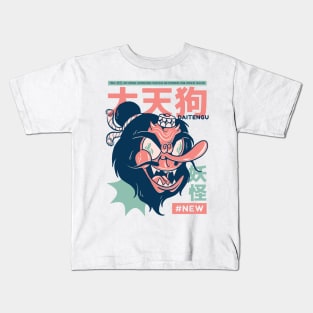 Funny Retro 90s Japanese Kawaii Daitengu Yokai Kids T-Shirt